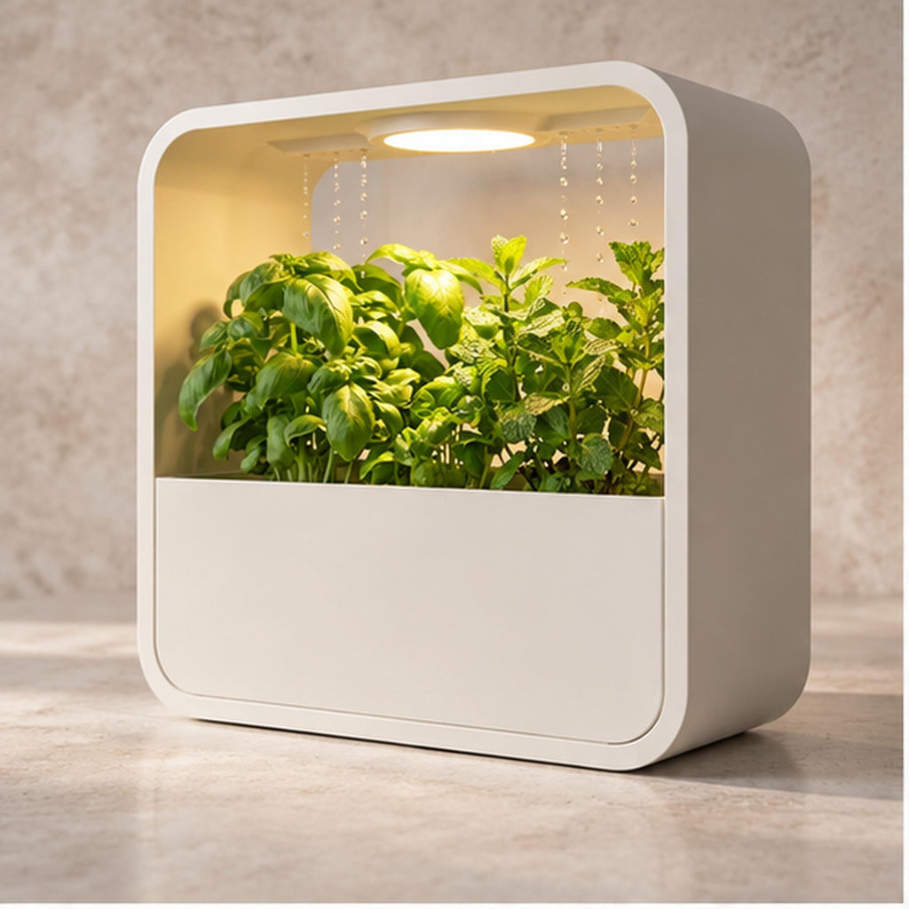 LED Rain Planter, Indoor Herb Garden with Grow Light, Modern Kitchen Countertop Display