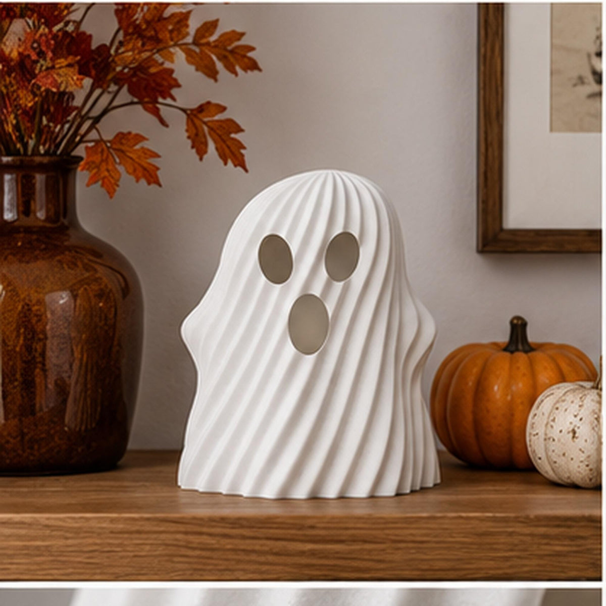 3D Printed Ghost Tealight Holder, Twisted Halloween Shelf Decor, PLA Plastic Ornament