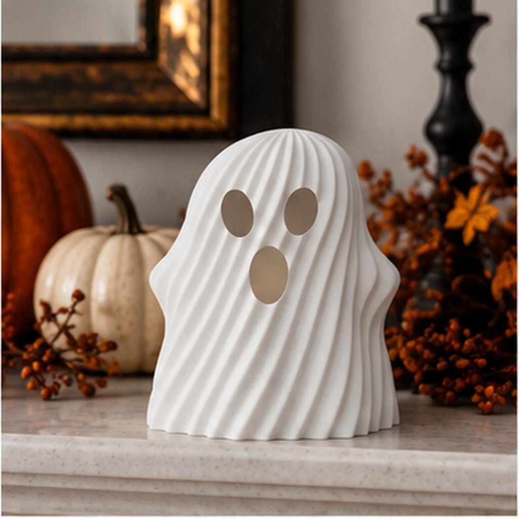 3D Printed Ghost Tealight Holder, Twisted Halloween Shelf Decor, PLA Plastic Ornament