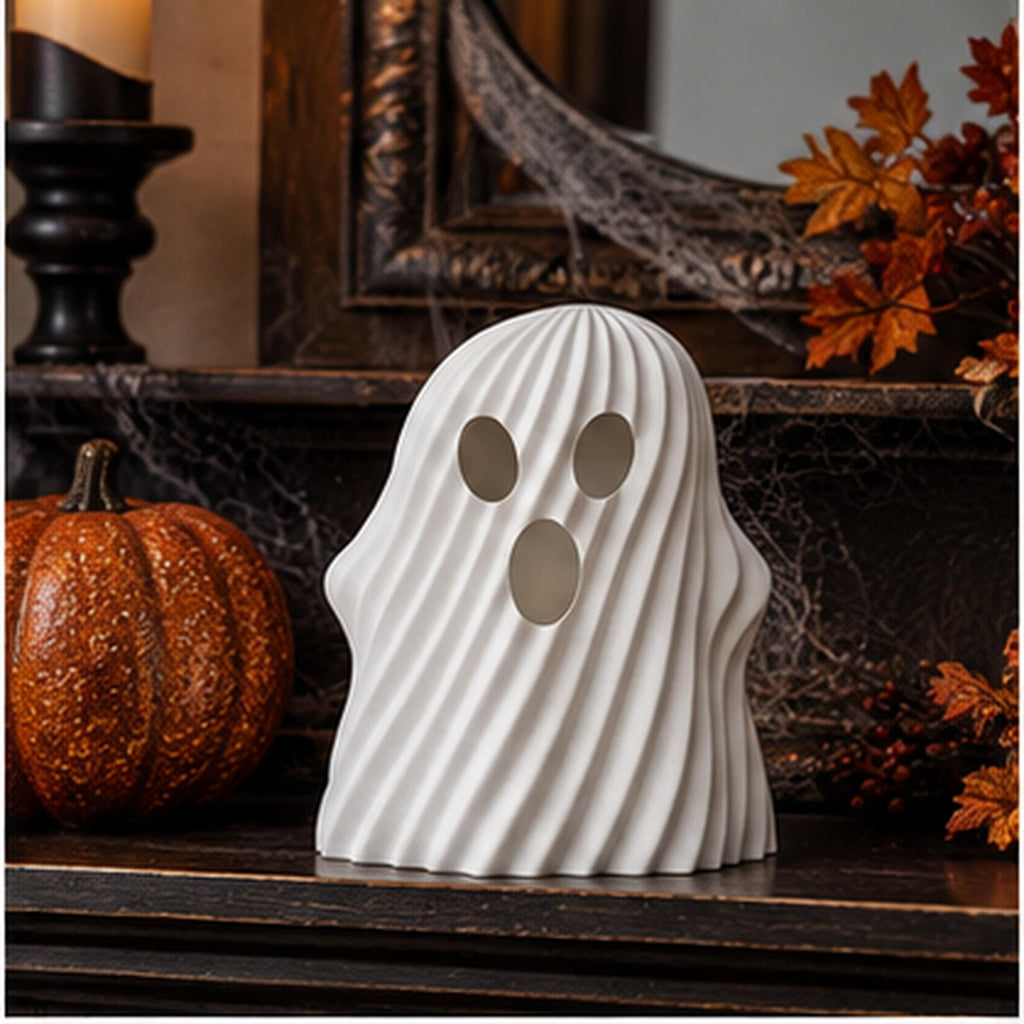 3D Printed Ghost Tealight Holder, Twisted Halloween Shelf Decor, PLA Plastic Ornament