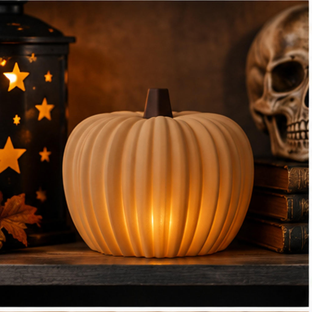 3D Printed Ribbed Pumpkin Decoration, Autumn Shelf Accent, Fall Centrepiece Ornament