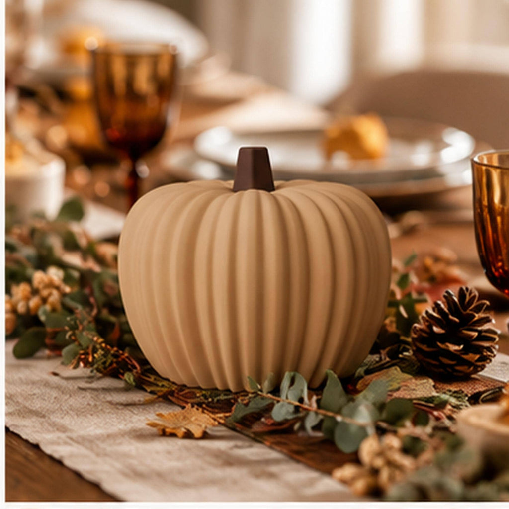 3D Printed Ribbed Pumpkin Decoration, Autumn Shelf Accent, Fall Centrepiece Ornament