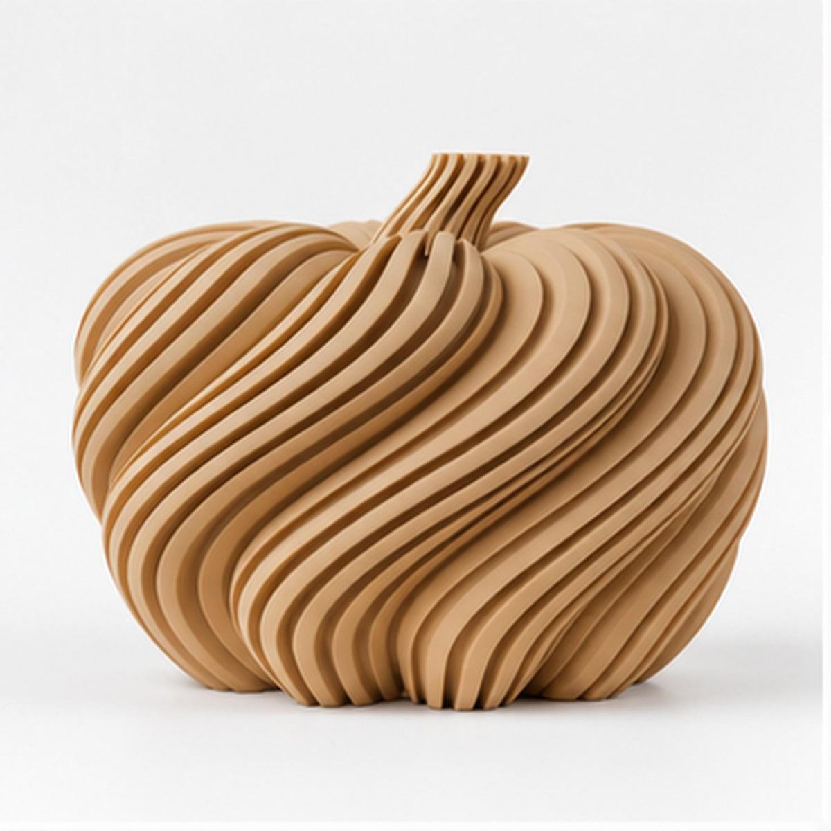 3D Printed Spiral Pumpkin Sculpture, Modern Autumn Shelf Decor, Halloween Mantel Ornament