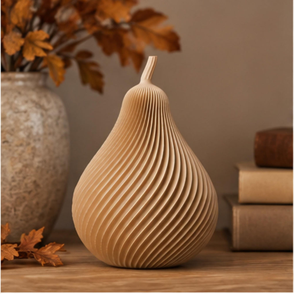 3D Printed Autumn Pear Decoration, Rustic Harvest Shelf Accent (PLA)