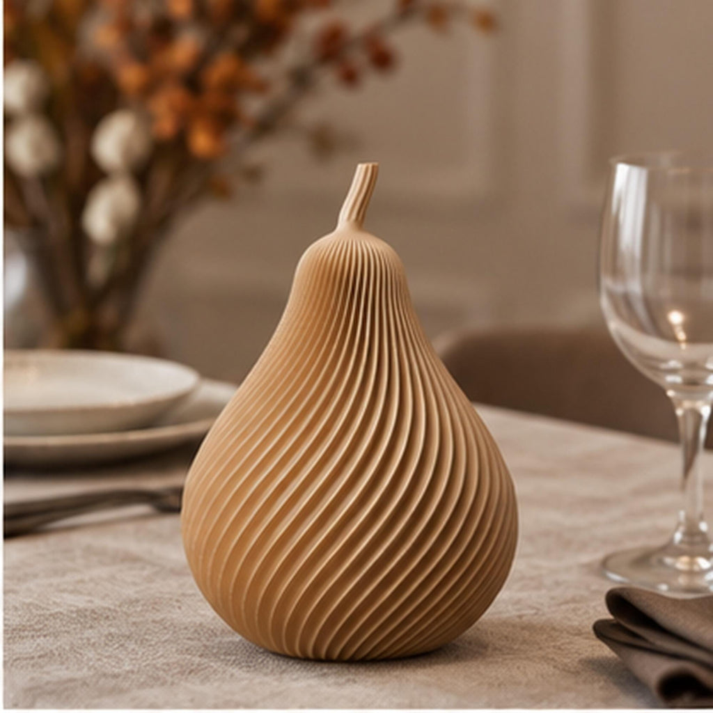 3D Printed Autumn Pear Decoration, Rustic Harvest Shelf Accent (PLA)