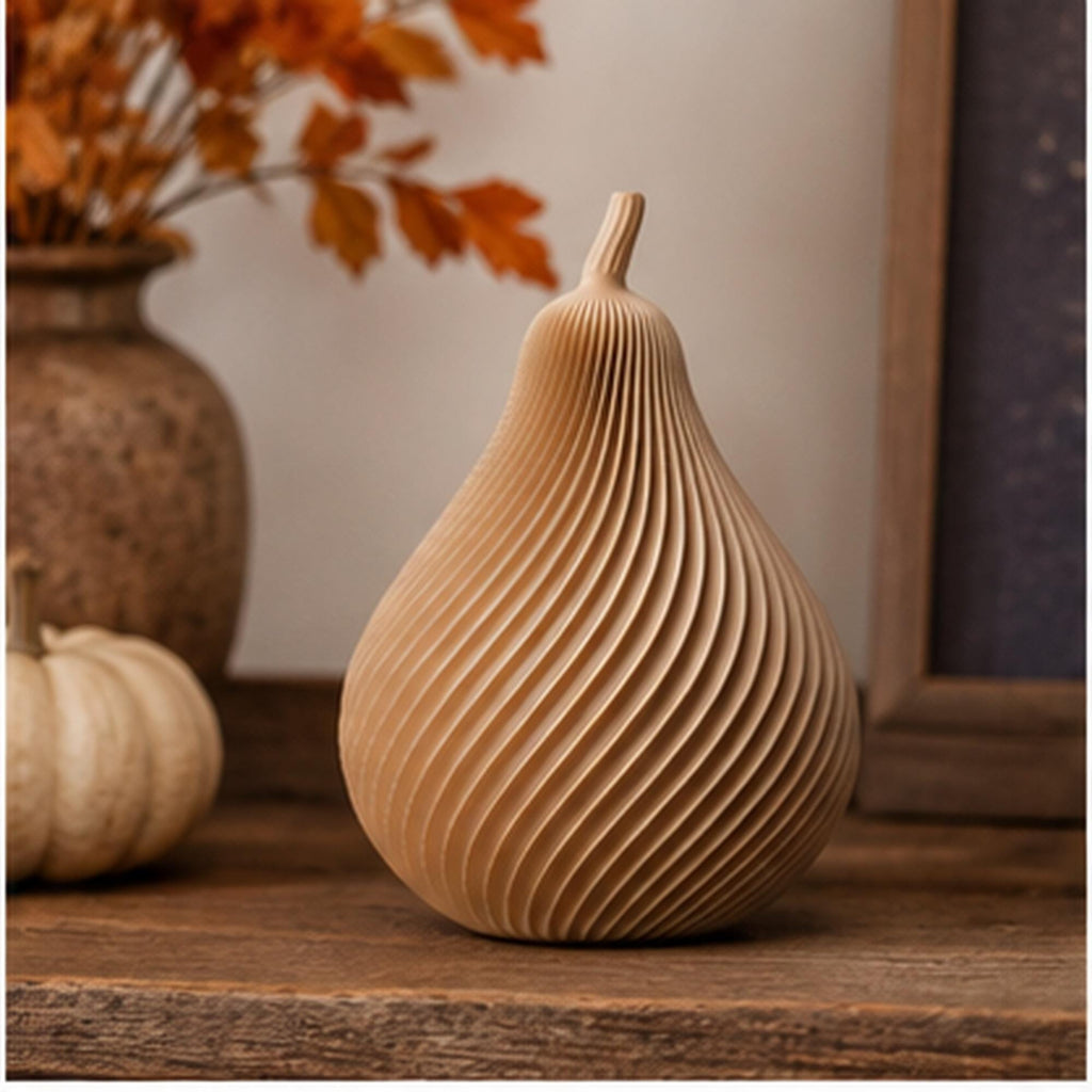 3D Printed Autumn Pear Decoration, Rustic Harvest Shelf Accent (PLA)