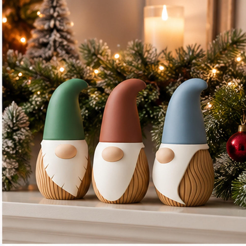 3D Printed Nordic Gnome Figurine, Wavy Scandi Holiday Decor (12cm)