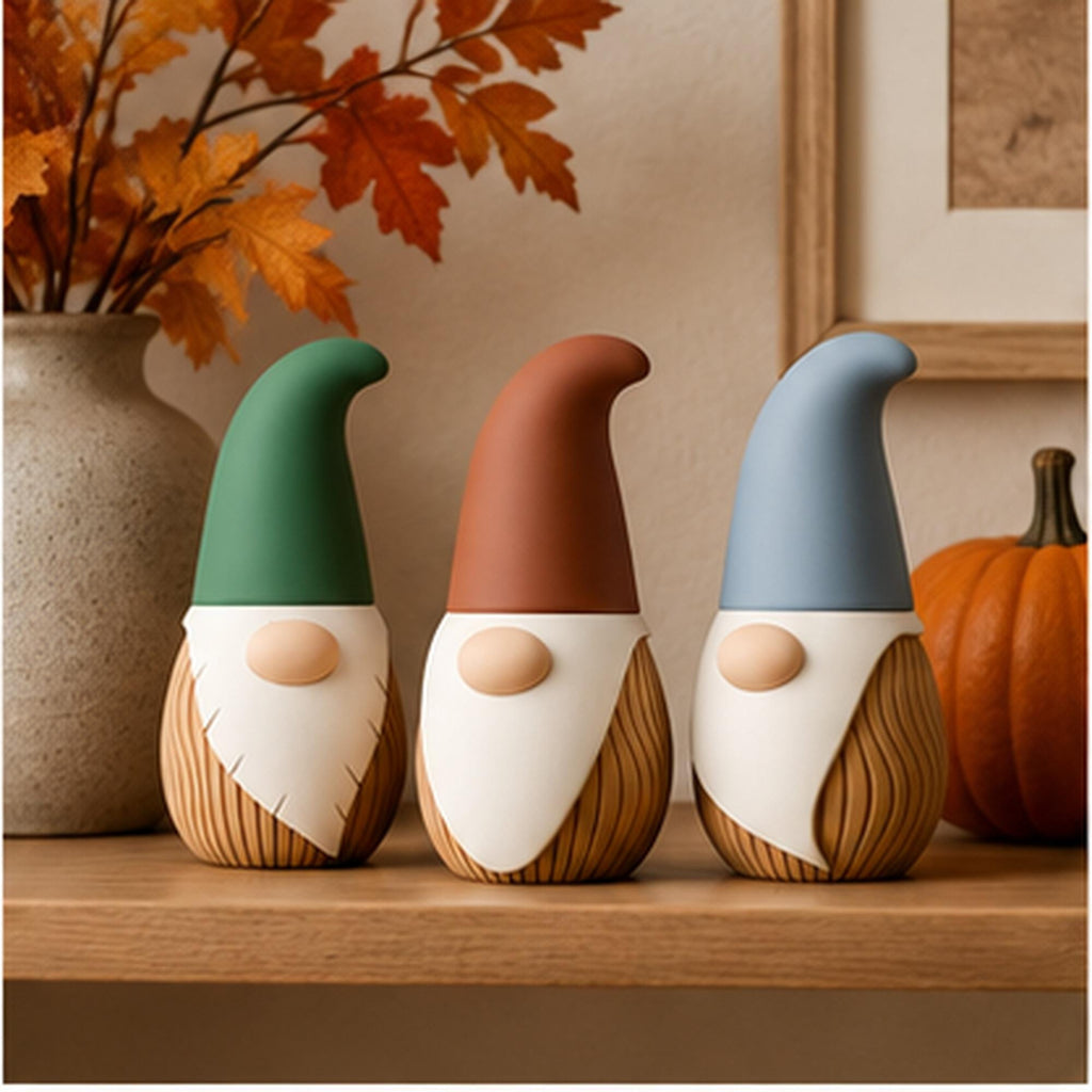 3D Printed Nordic Gnome Figurine, Wavy Scandi Holiday Decor (12cm)