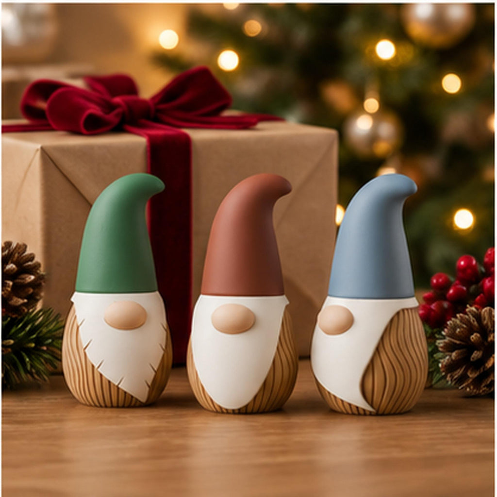 3D Printed Nordic Gnome Figurine, Wavy Scandi Holiday Decor (12cm)