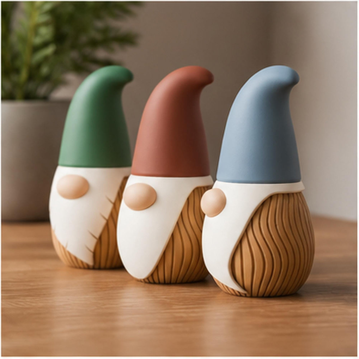 3D Printed Nordic Gnome Figurine, Wavy Scandi Holiday Decor (12cm)