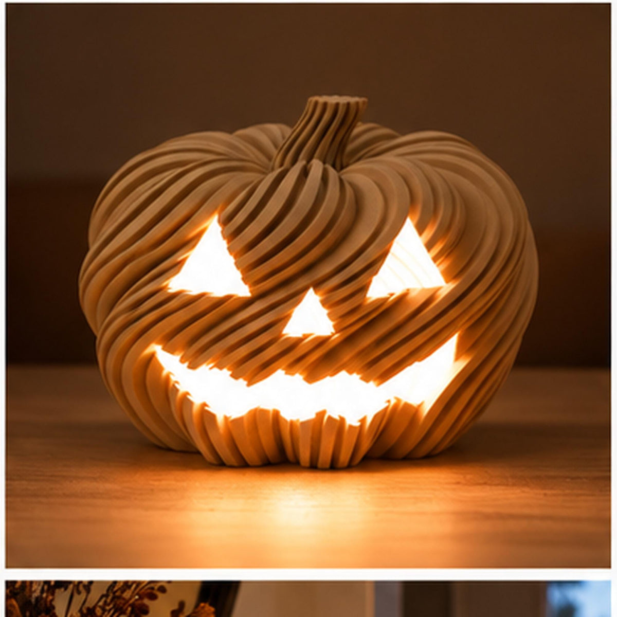 3D Printed Twisted Pumpkin Jack O Lantern Tealight Holder, Halloween Shelf Decor