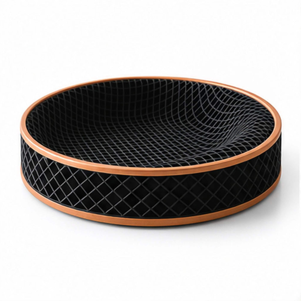 3D Printed Honeycomb Tray, Black & Copper Geometric Organizer, Modern Desk Catchall
