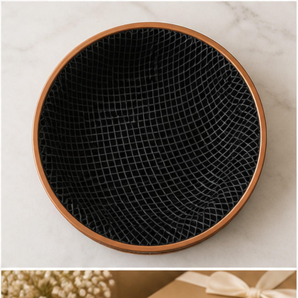 3D Printed Honeycomb Tray, Black & Copper Geometric Organizer, Modern Desk Catchall