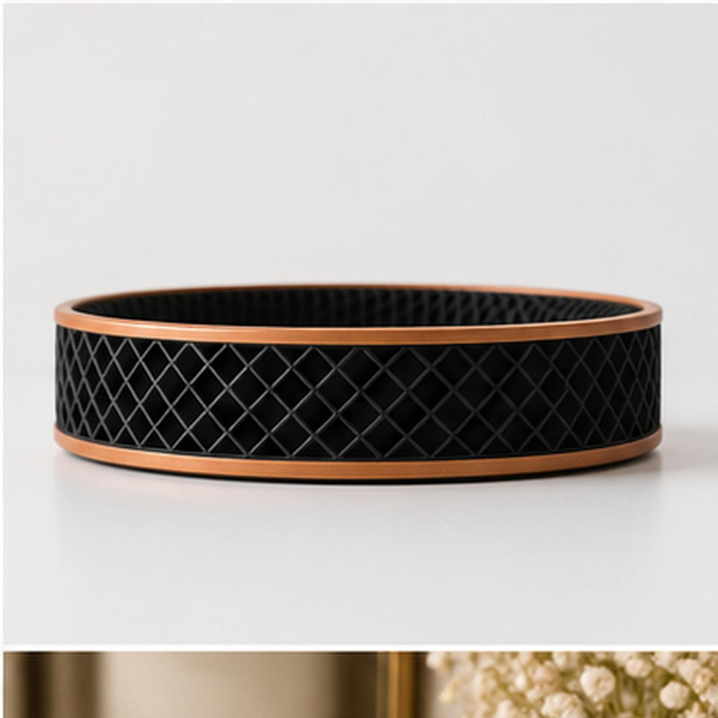 3D Printed Honeycomb Tray, Black & Copper Geometric Organizer, Modern Desk Catchall