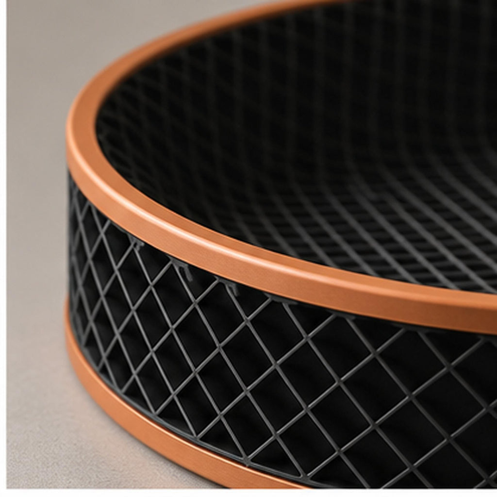 3D Printed Honeycomb Tray, Black & Copper Geometric Organizer, Modern Desk Catchall