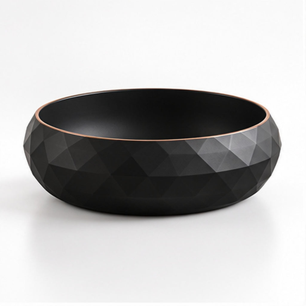 3D Printed Geometric Catchall Bowl, Modern Black Faceted Entryway Decor, Desk Organizer (Housewarming Gift)