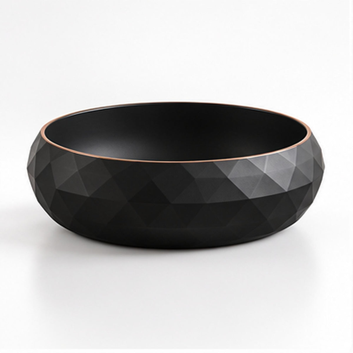 3D Printed Geometric Catchall Bowl, Modern Black Faceted Entryway Decor, Desk Organizer (Housewarming Gift)