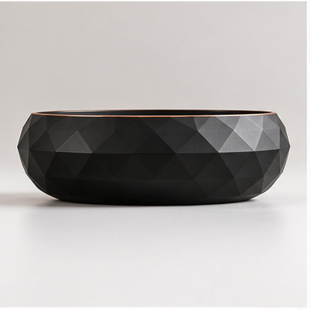 3D Printed Geometric Catchall Bowl, Modern Black Faceted Entryway Decor, Desk Organizer (Housewarming Gift)
