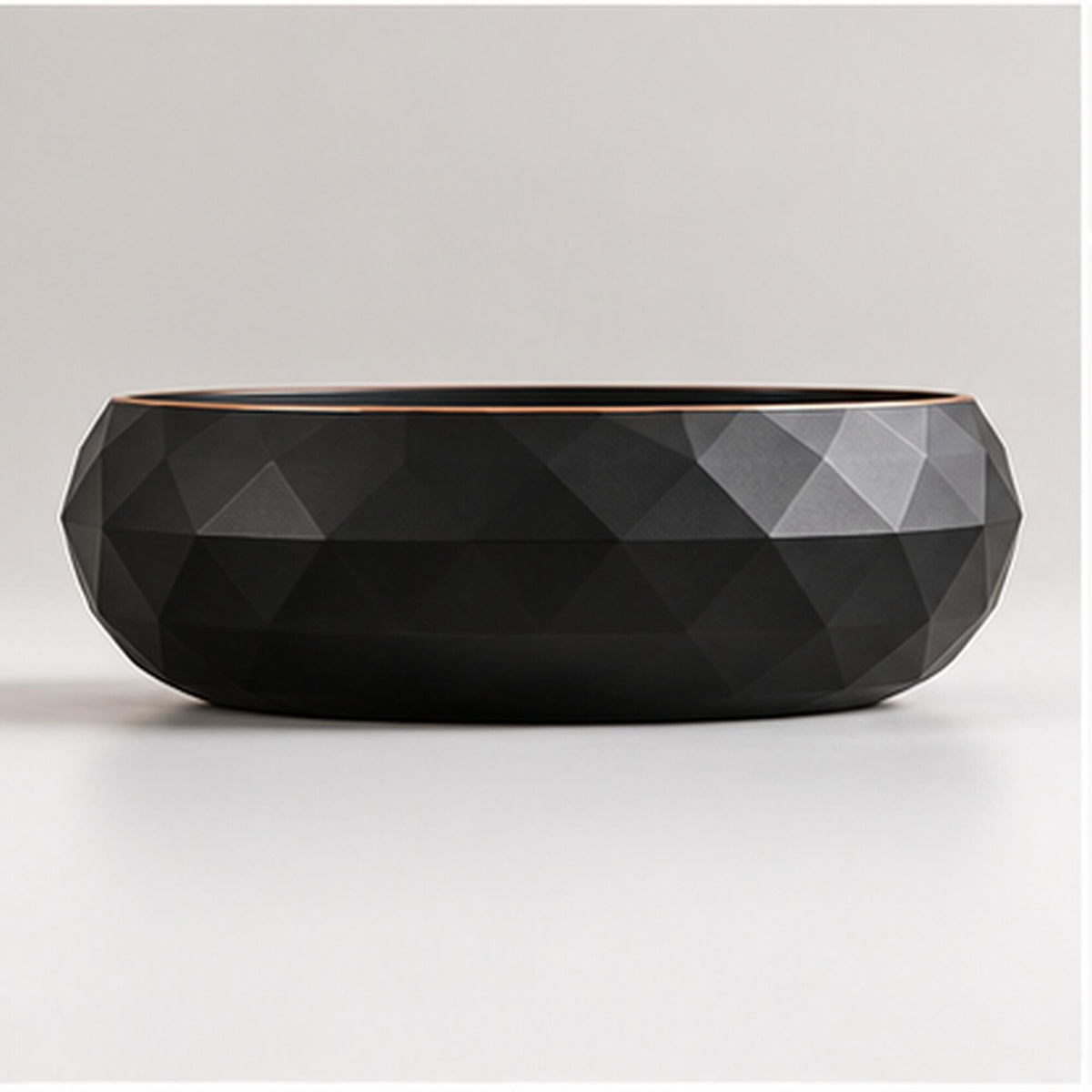 3D Printed Geometric Catchall Bowl, Modern Black Faceted Entryway Decor, Desk Organizer (Housewarming Gift)