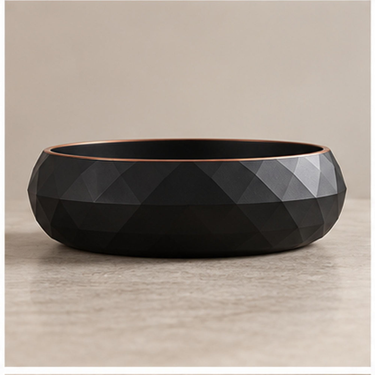 3D Printed Geometric Catchall Bowl, Modern Black Faceted Entryway Decor, Desk Organizer (Housewarming Gift)