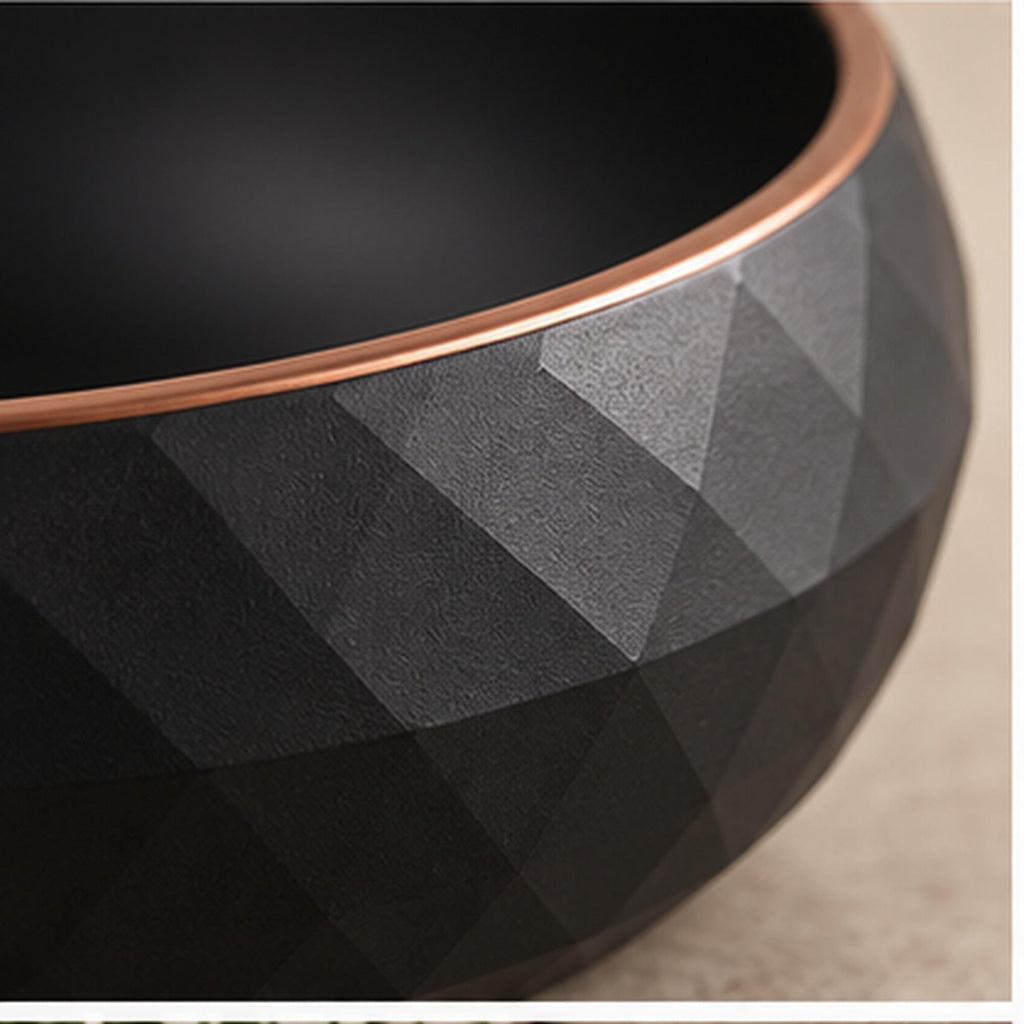 3D Printed Geometric Catchall Bowl, Modern Black Faceted Entryway Decor, Desk Organizer (Housewarming Gift)