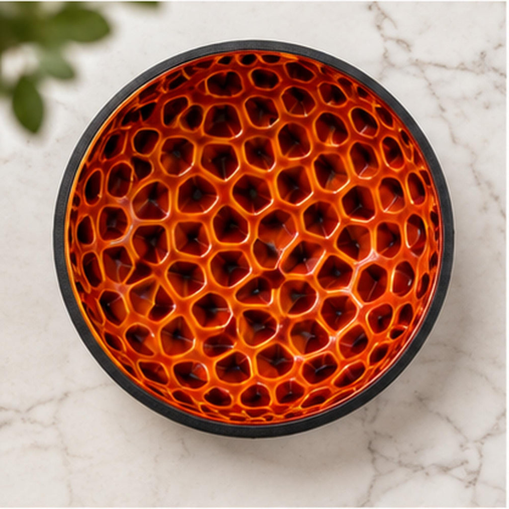 3D Printed Voronoi Bowl, Black & Copper Geometric Catchall, Japandi Decor (PLA)