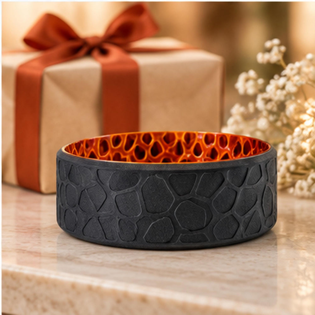 3D Printed Voronoi Bowl, Black & Copper Geometric Catchall, Japandi Decor (PLA)