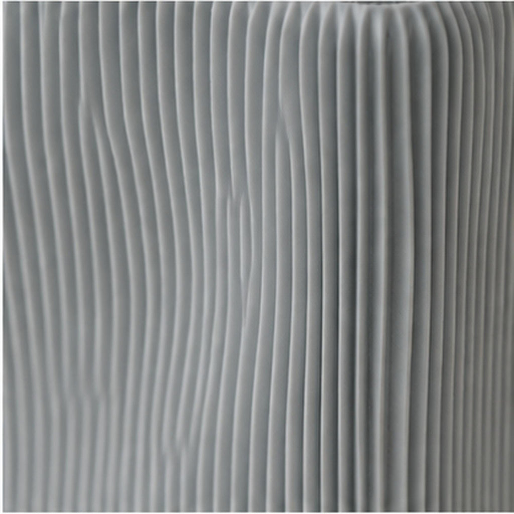 3D Printed Wave Vase, Ribbed Japandi Home Decor, Neutral Tabletop Centrepiece