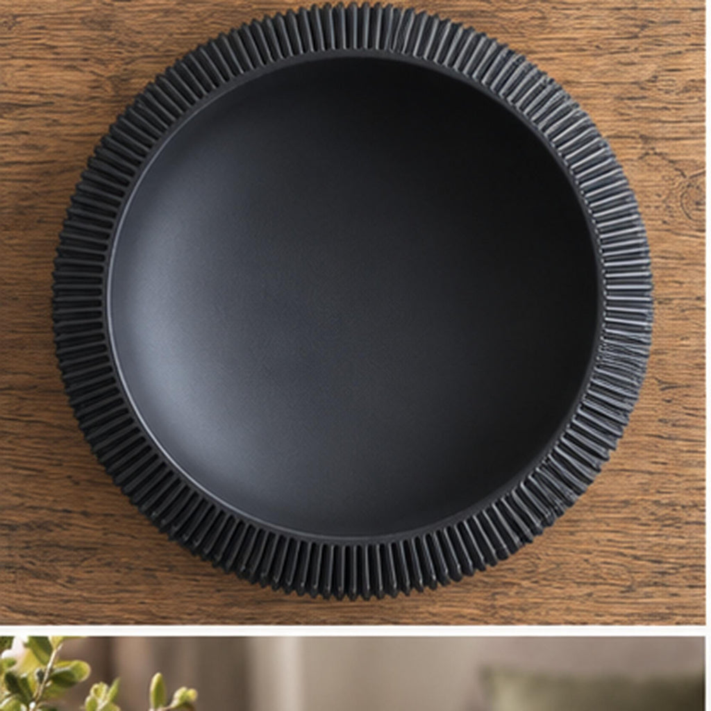 3D Printed Pleated Sculptural Bowl, Modern Black Japandi Centerpiece, Architectural Decor