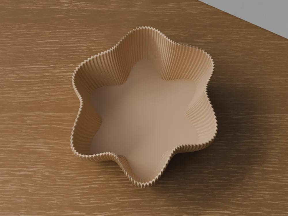 Japandi 3D Printed Ribbed Star Bowl, Scandi Catchall Dish, Autumn Home Decor