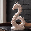 Low Poly Dragon Sculpture, Coiled Geometric 3D-Printed Fantasy Decor