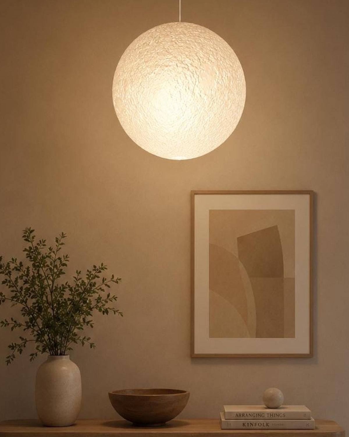 3D Printed Moon Pendant Lamp Shade | Textured Ceiling Light (PLA)
