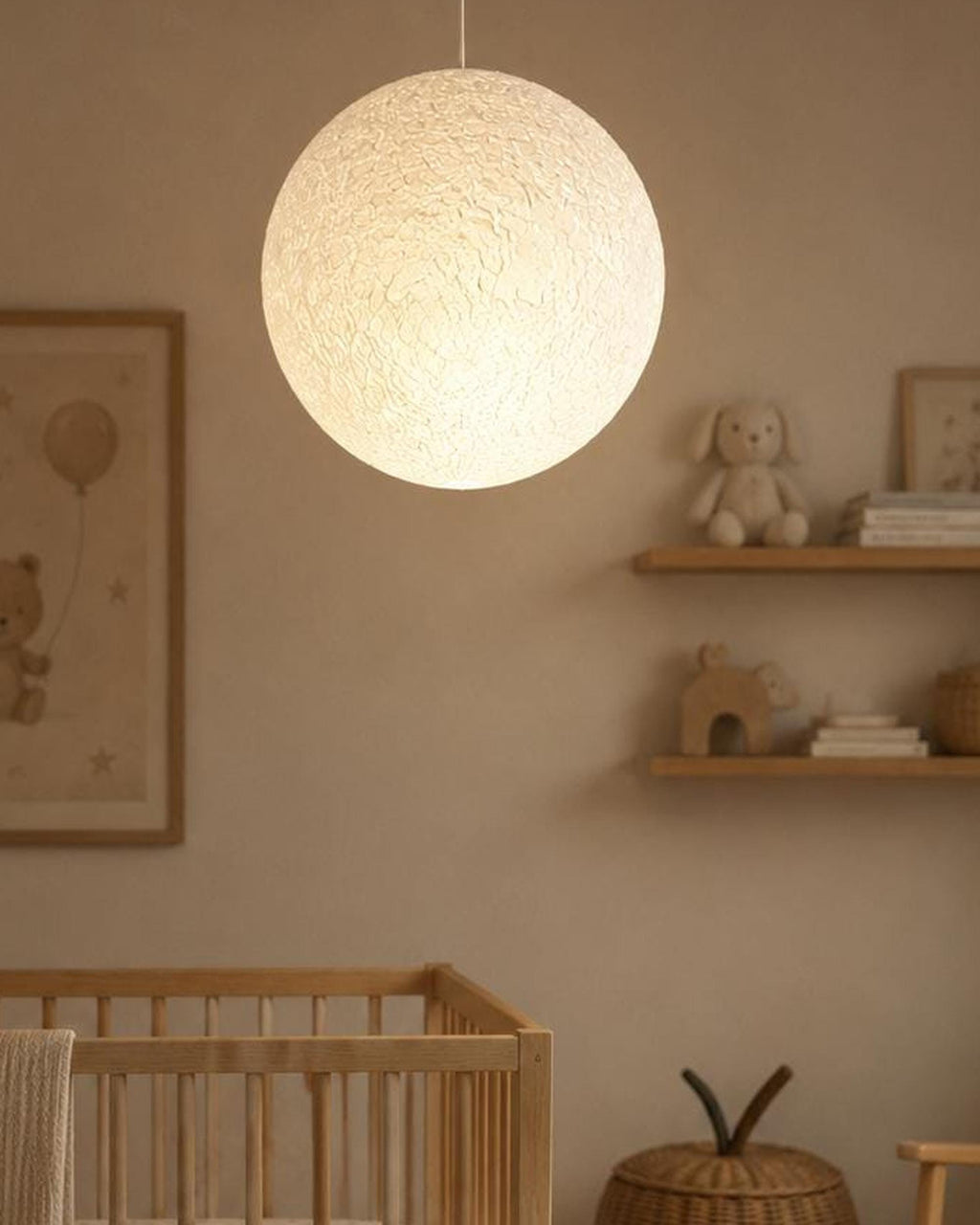 3D Printed Moon Pendant Lamp Shade | Textured Ceiling Light (PLA)