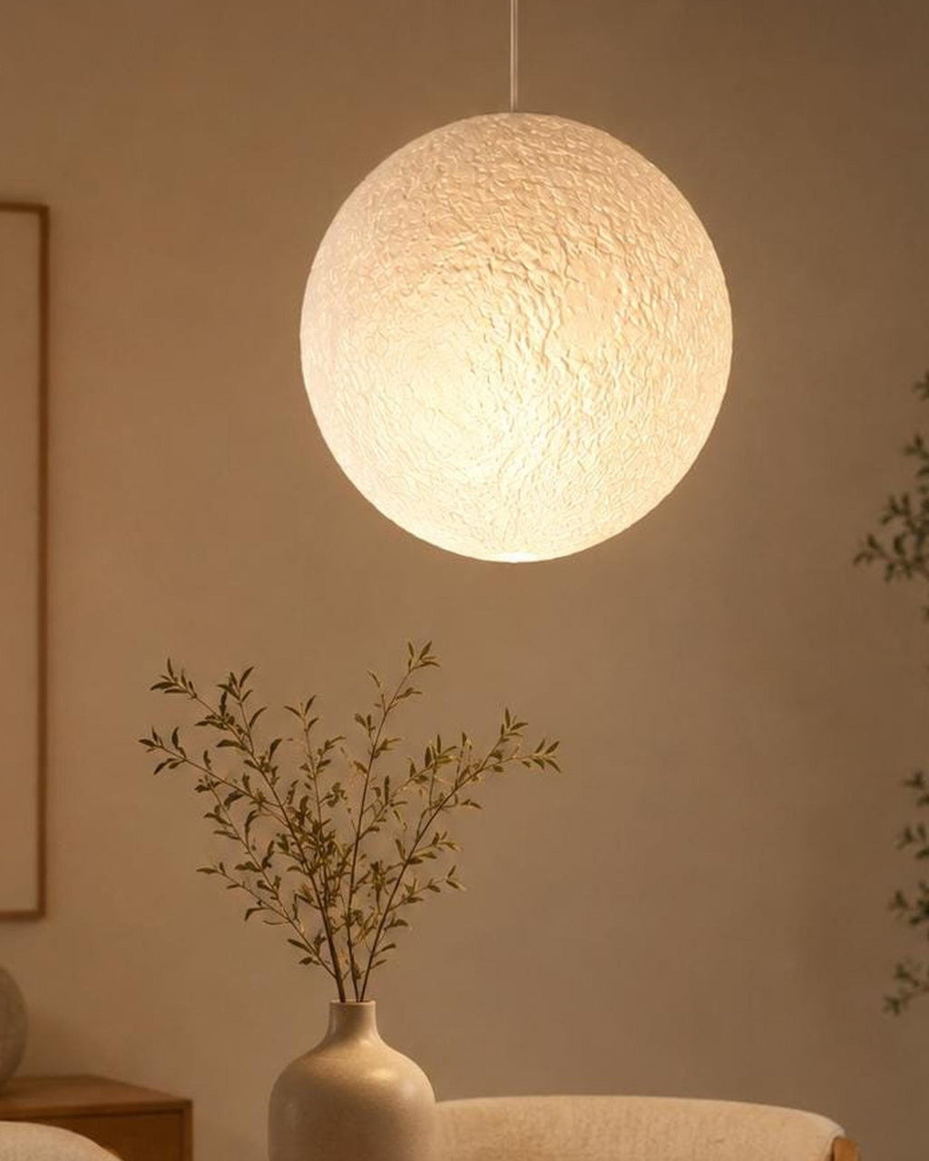 3D Printed Moon Pendant Lamp Shade | Textured Ceiling Light (PLA)