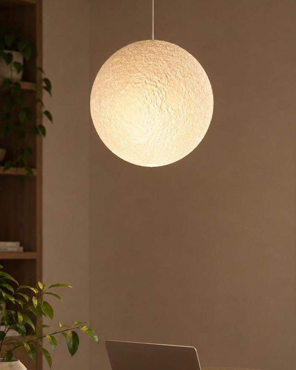 3D Printed Moon Pendant Lamp Shade | Textured Ceiling Light (PLA)