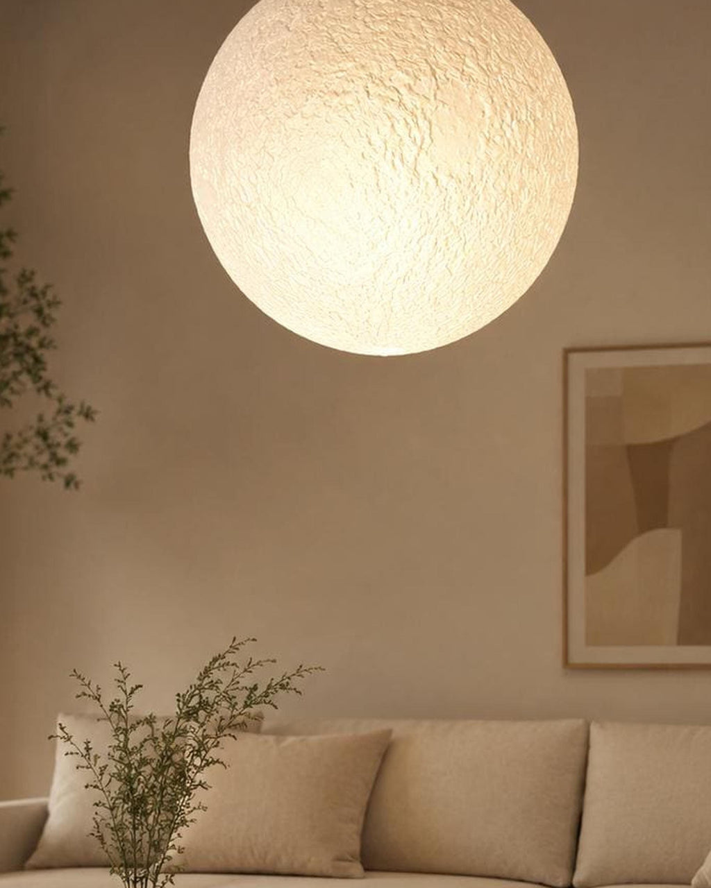 3D Printed Moon Pendant Lamp Shade | Textured Ceiling Light (PLA)