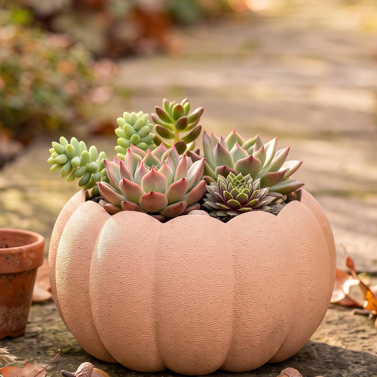 3D Printed Pumpkin Planter, Autumn Succulent Pot, Harvest Decor (Made in Malta)