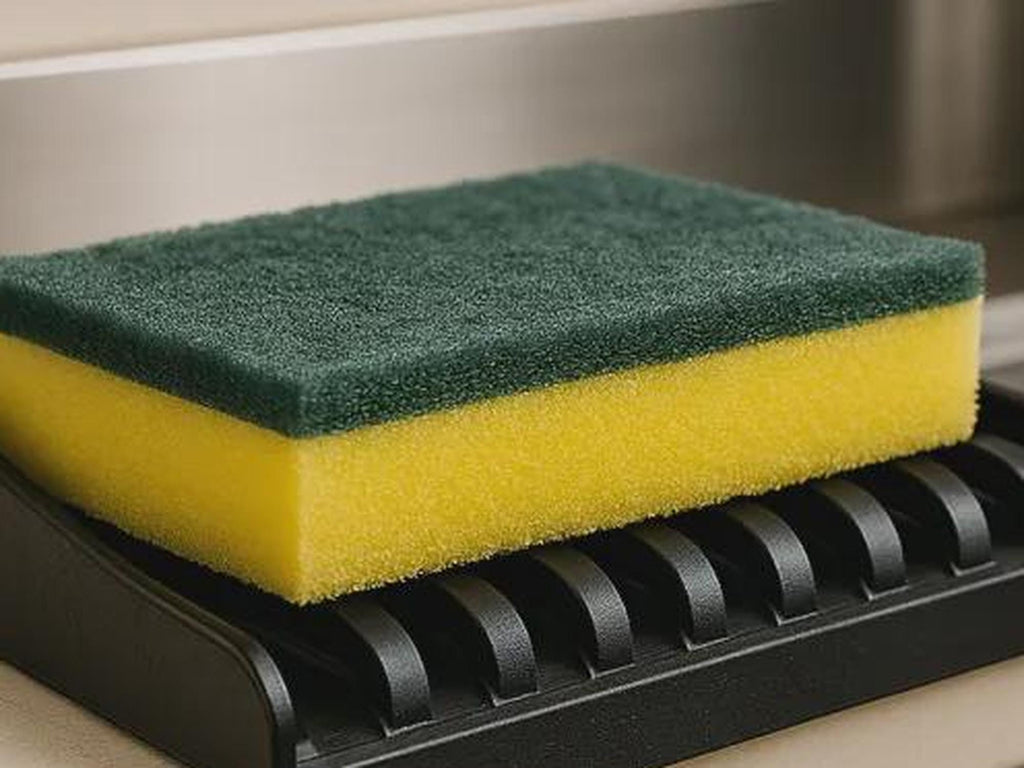 3D Printed Sink Edge Sponge Holder, Ribbed Drainage Tray, Minimalist Kitchen Caddy