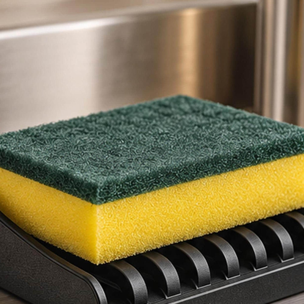3D Printed Sink Edge Sponge Holder, Ribbed Drainage Tray, Minimalist Kitchen Caddy