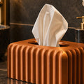 3D Printed Ribbed Copper Tissue Box Cover, Modern Bathroom Decor, Bronze Accent