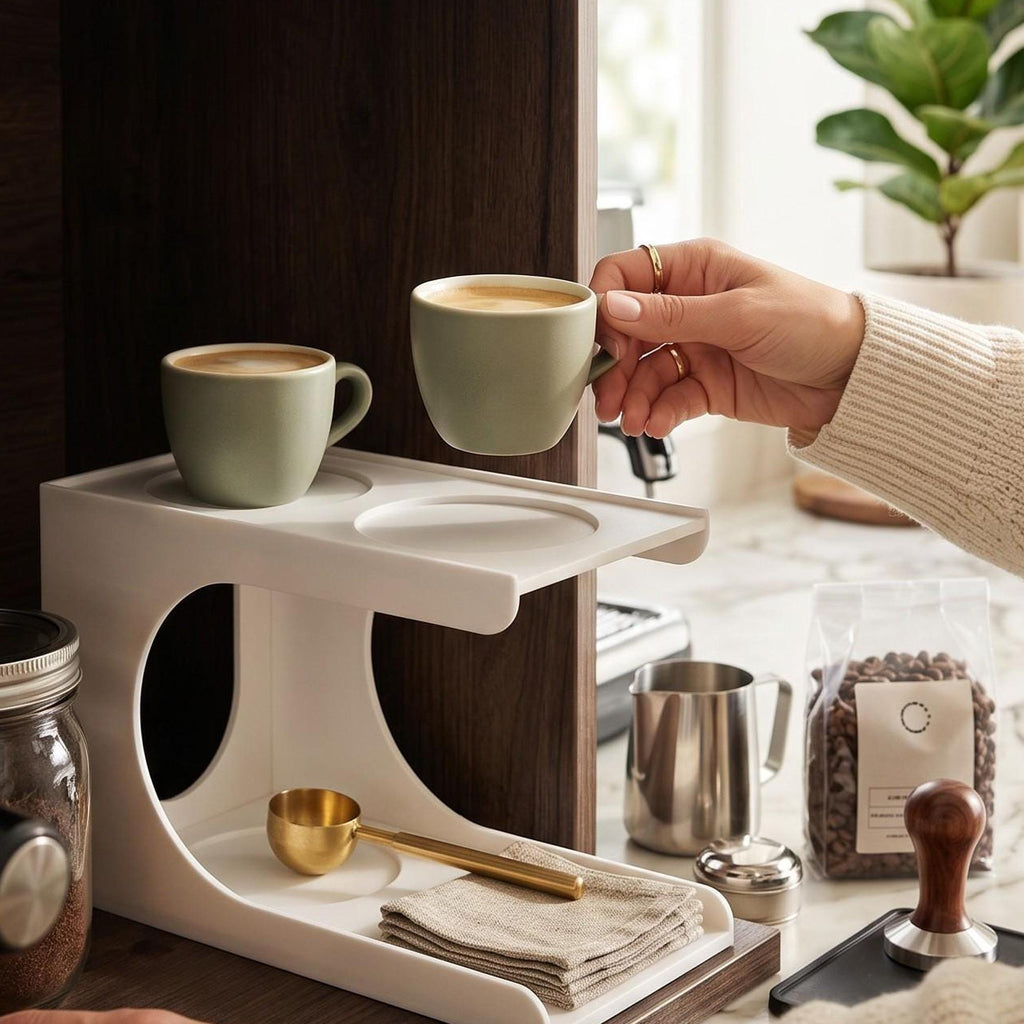 3D Printed Vertical Cup Organizer, Space-Saving Cabinet Storage (4 Cup Holder)