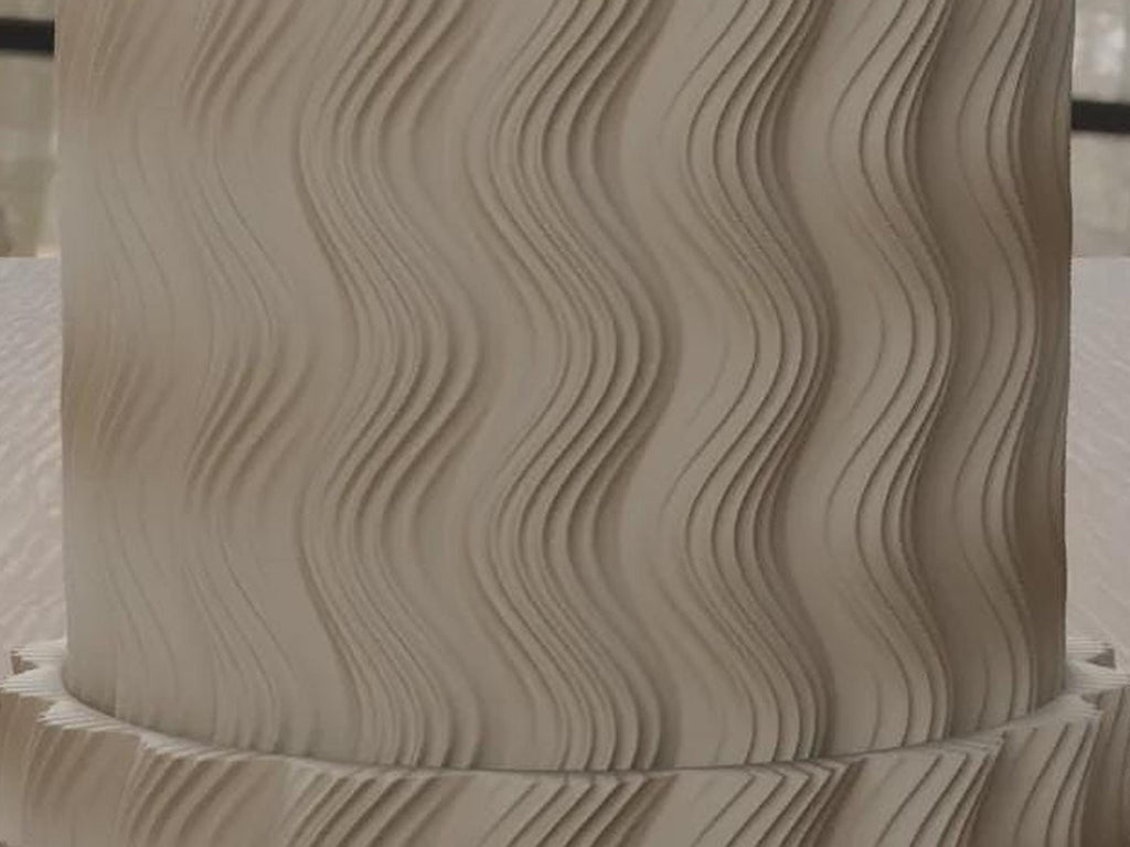 Wavy Ribbed 3D Printed Planter with Saucer, Japandi Scandi Decor (PLA)