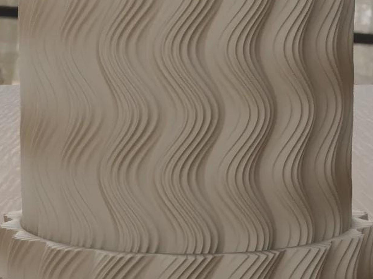 Wavy Ribbed 3D Printed Planter with Saucer, Japandi Scandi Decor (PLA)