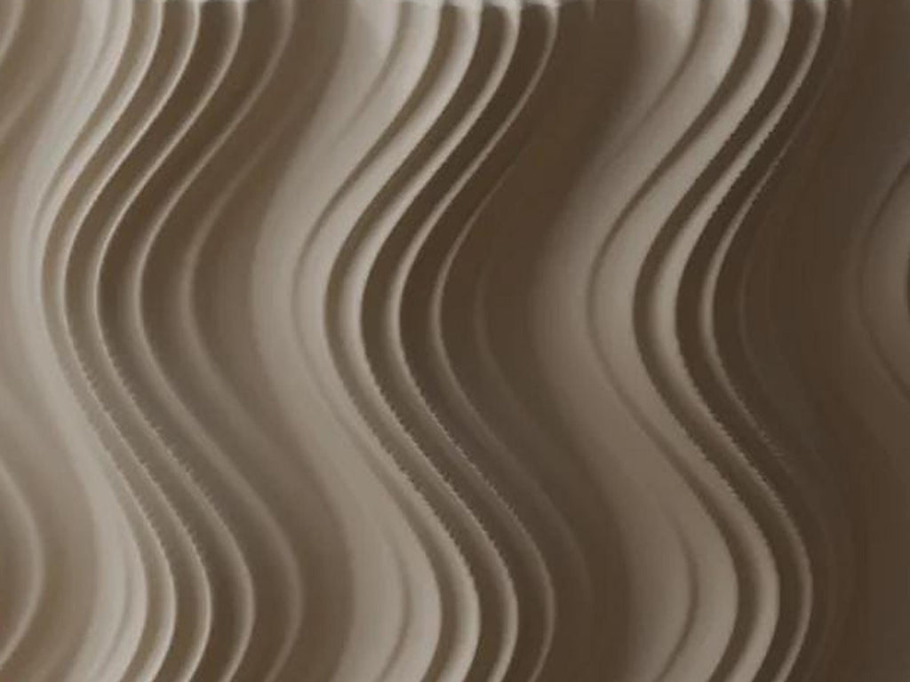 Wavy Ribbed 3D Printed Planter with Saucer, Japandi Scandi Decor (PLA)