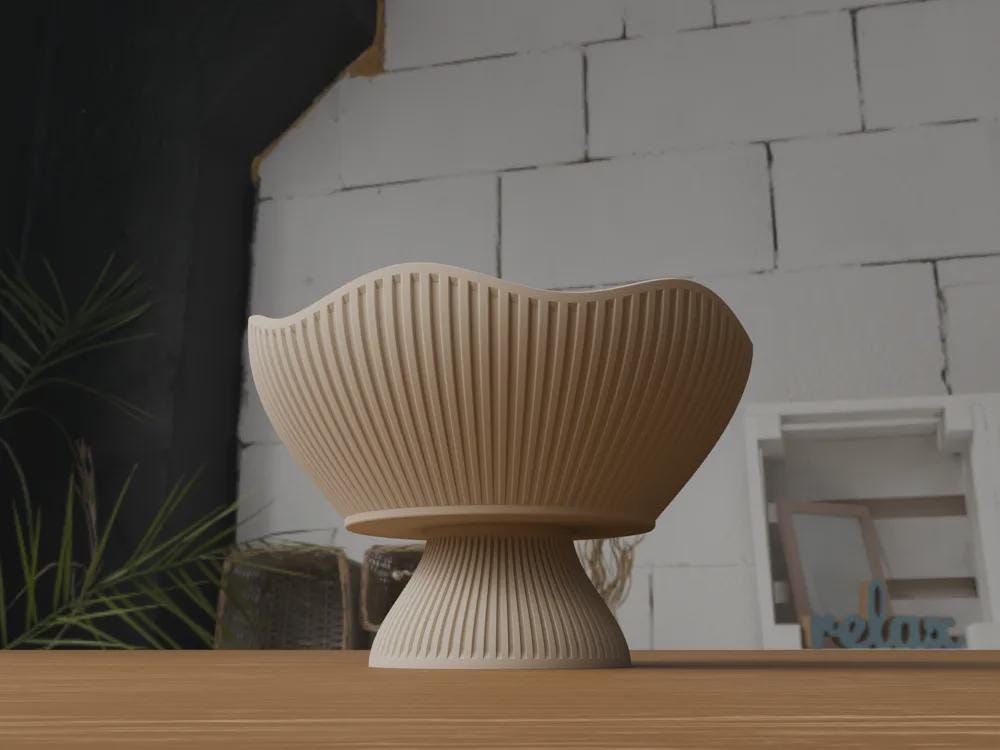 Japandi 3D Printed Fruit Bowl – Minimalist Scandinavian Catchall (Made to Order)