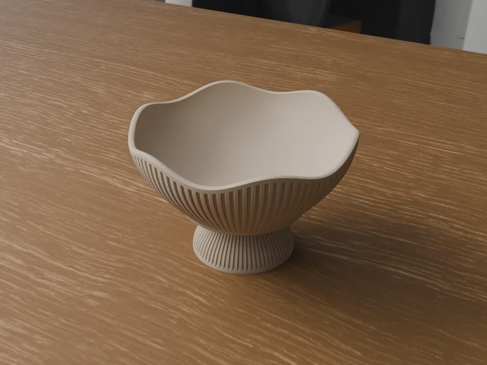 Japandi 3D Printed Fruit Bowl – Minimalist Scandinavian Catchall (Made to Order)