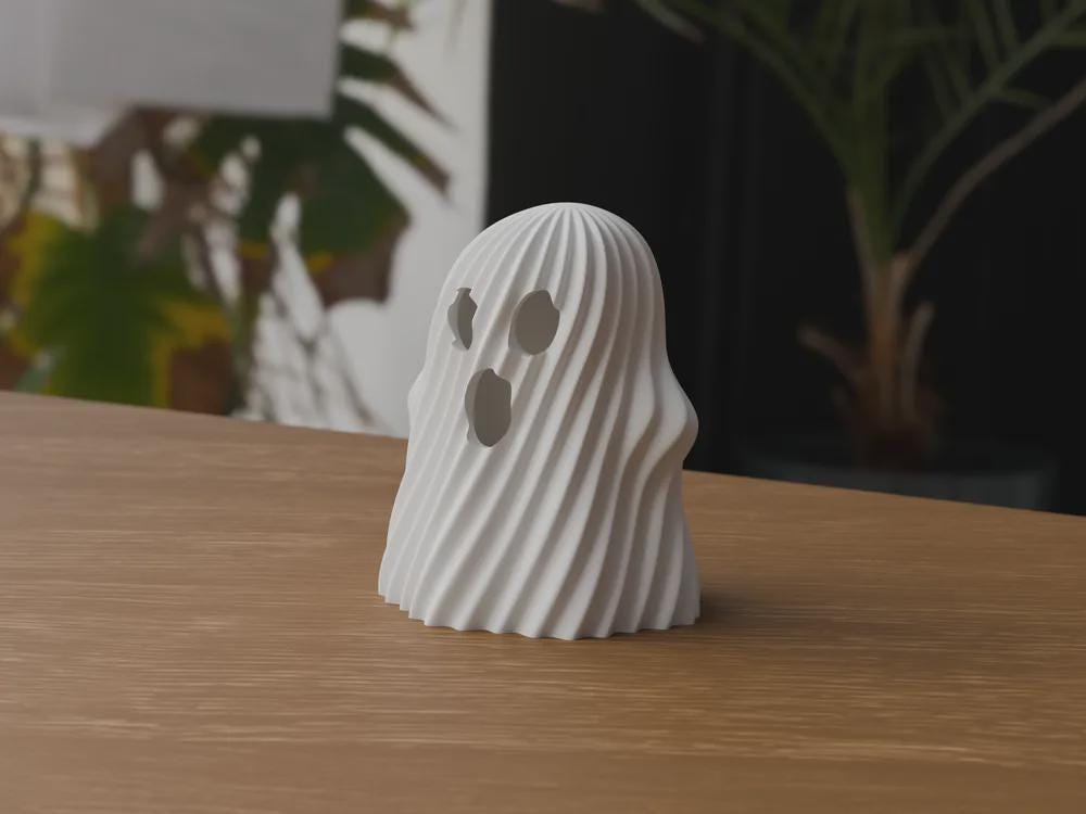 3D Printed Ghost Tealight Holder, Twisted Halloween Shelf Decor, PLA Plastic Ornament