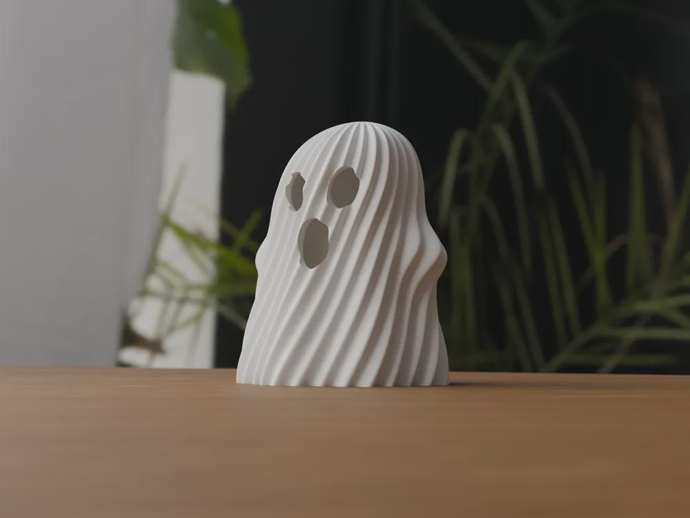 3D Printed Ghost Tealight Holder, Twisted Halloween Shelf Decor, PLA Plastic Ornament