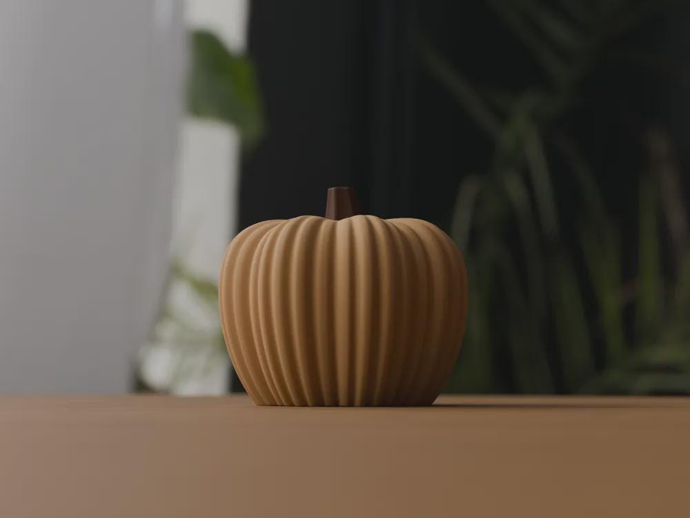 3D Printed Ribbed Pumpkin Decoration, Autumn Shelf Accent, Fall Centrepiece Ornament