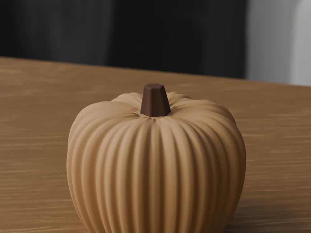 3D Printed Ribbed Pumpkin Decoration, Autumn Shelf Accent, Fall Centrepiece Ornament